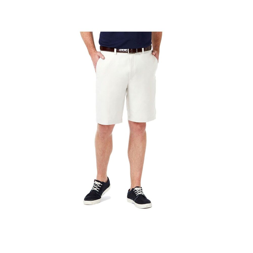 NEW Haggar Men's Cool 18 Pro Flat Front Classic-Fit 9.5" Shorts White 40w
